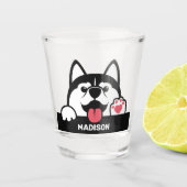 Douanenaam Cute Siberian Husky Shot Glas (Voorkant)