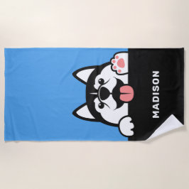 Douanenaam Cute Siberian Husky Strandlaken