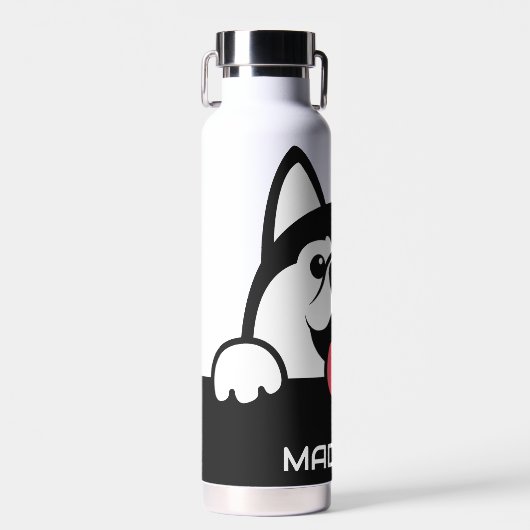 Douanenaam Cute Siberian Husky Waterfles (Voorkant)