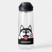 Douanenaam Cute Siberian Husky Waterfles (Achterkant)