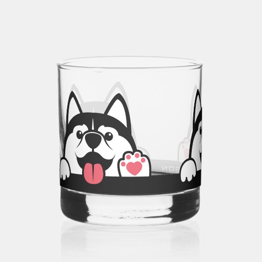 Douanenaam Cute Siberian Husky Whisky Glas (Voorkant)