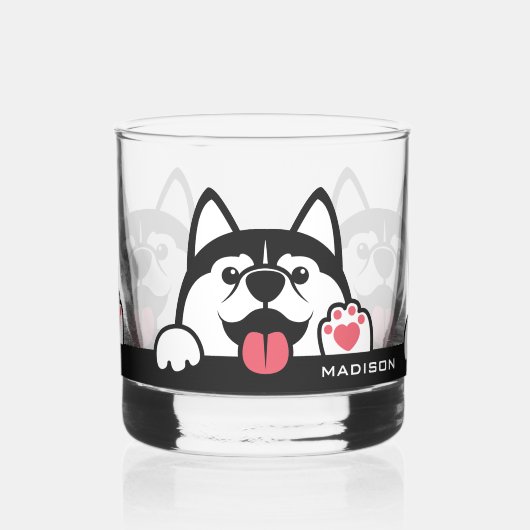 Douanenaam Cute Siberian Husky Whisky Glas (Links)