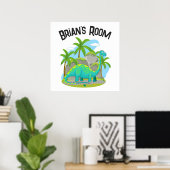 Douanenaam Dinosaur Zaal Decor Kinder Muur Poster (Thuiskantoor)