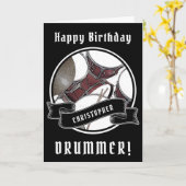 Douanenaam Drummer Birthday Kaart Drums Drumsticks (Gele Bloem)