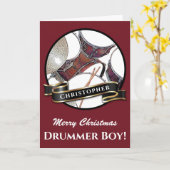 Douanenaam Drummer Kerstdrummer Kit Musician Kaart (Gele Bloem)