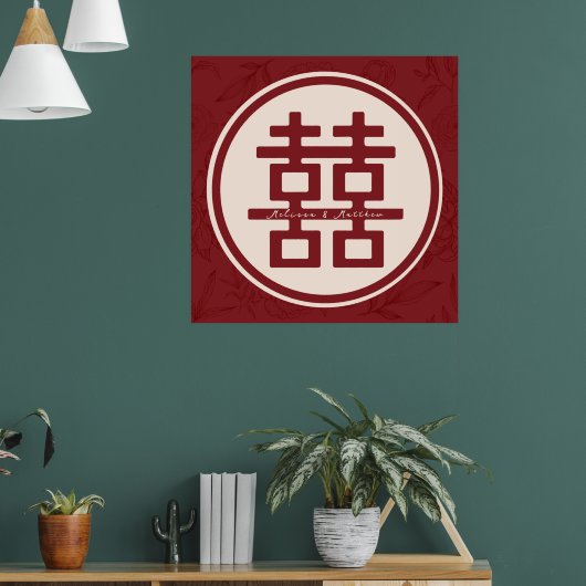 Douanenaam Dubbel Geluk Chinees Huwelijk Poster (Woonkamer 1)