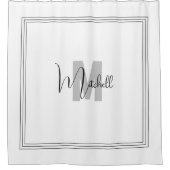 Douanenaam en Monogram Elegant Zwart-Wit Douchegordijn (Voorkant)
