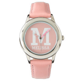 Douanenaam en Monogrammed Vette Typografie Roze Horloge