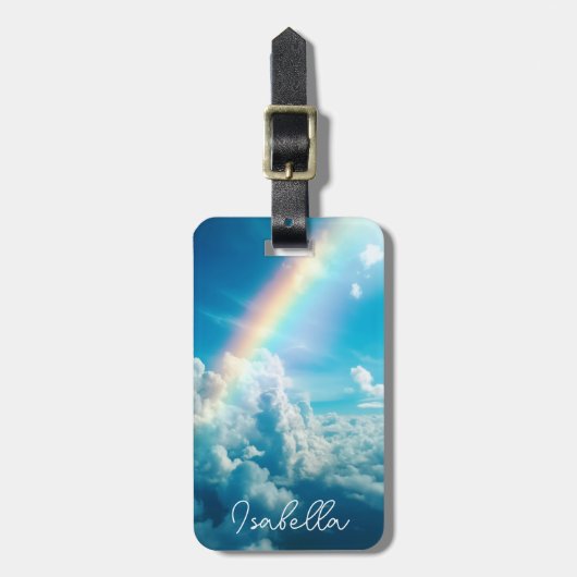 Douanenaam Esthetische Regenboog en Wolken Bagagelabel (Voorkant verticaal)