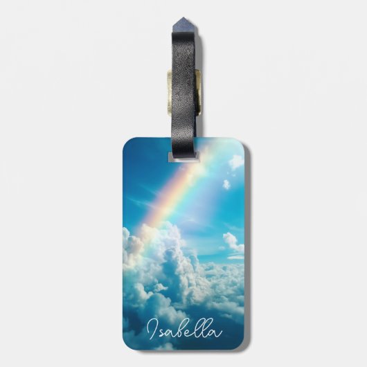 Douanenaam Esthetische Regenboog en Wolken Bagagelabel (Achterkant verticaal)