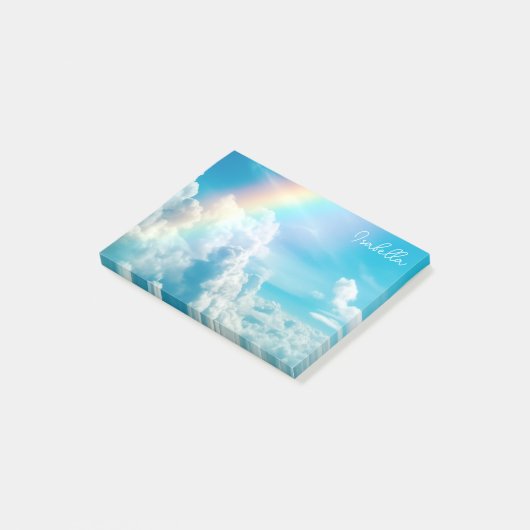 Douanenaam Esthetische Regenboog en Wolken Post-it® Notes (Schuin)