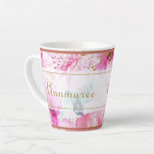 douanenaam Floral Pink en Gold Latte Mok (Linkerhoek)