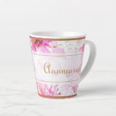  douanenaam Floral Pink en Gold Latte Mok (Rechterhoek)