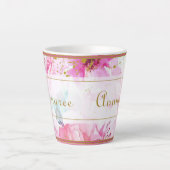  douanenaam Floral Pink en Gold Latte Mok (Voorkant)