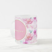  douanenaam Floral Pink en Gold Matglas Koffiemok (Voorkant links)