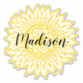 Douanenaam Geel Zonnebloem Bloem Mandala Sticker (Voorkant)