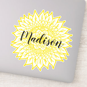 Douanenaam Geel Zonnebloem Bloem Mandala Sticker