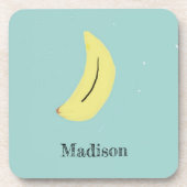 Douanenaam geschilderd banaan op blauw bier onderzetter (Voorkant)