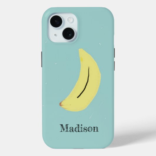 Douanenaam geschilderd banaan op blauw Case-Mate iPhone case (Achterkant)