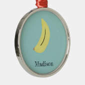 Douanenaam geschilderd banaan op blauw metalen ornament (Rechts)