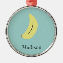 Douanenaam geschilderd banaan op blauw metalen ornament