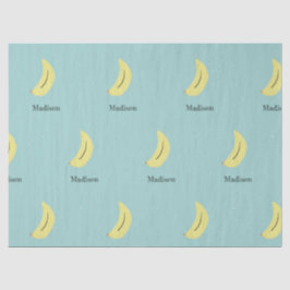 Douanenaam geschilderd banaan op blauw tissuepapier