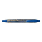 Douanenaam Goud Blauw Marmeren Swirl Zwarte Inkt Pen (Achterkant)
