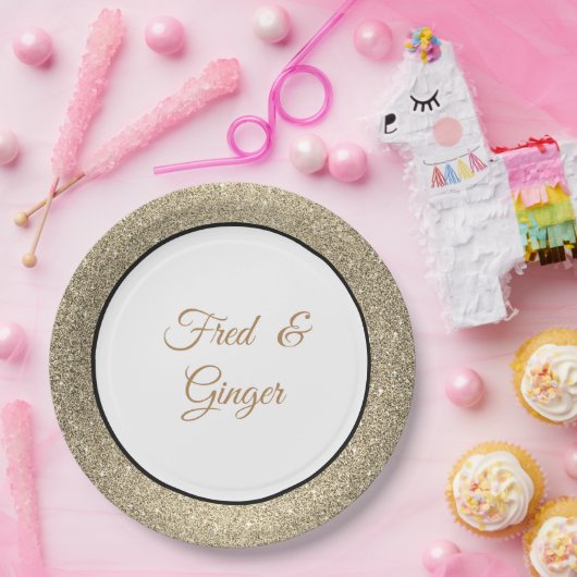 Douanenaam Gouden Glitter 9"Document Borden Papieren Bordje (Feest)