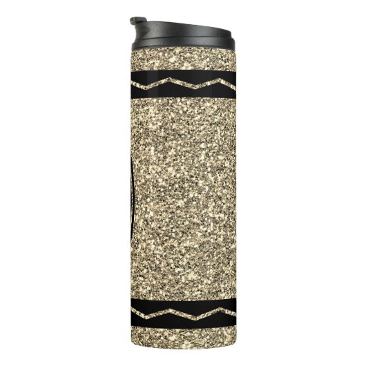 Douanenaam Gouden Glitter Crayon Thermische Tumble Thermosbeker (Geroteerd rechts)
