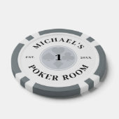 Douanenaam Grijs & Wit Las Vegas Denominatie Poker Chips (Enkel)