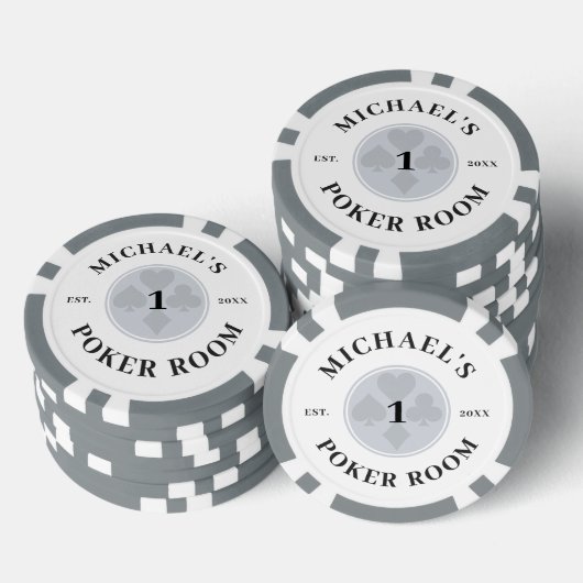 Douanenaam Grijs & Wit Las Vegas Denominatie Poker Chips (Opstapeling)