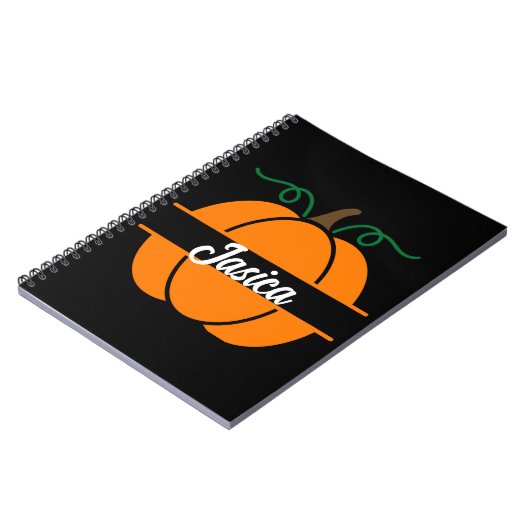 Douanenaam Halloween Pompoen Monogram Gift Notitieboek (Linkerzijde)
