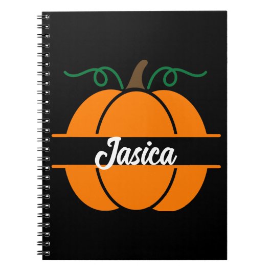 Douanenaam Halloween Pompoen Monogram Gift Notitieboek (Voorkant)