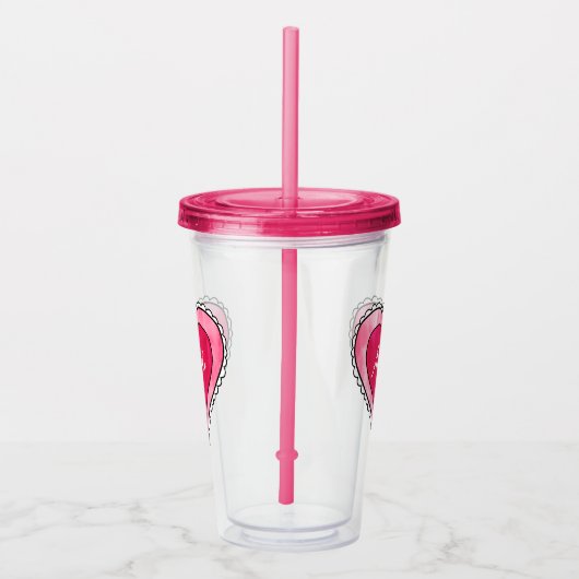 Douanenaam Hart Valentijnsdag Acryl Drinkbeker (Rechts)
