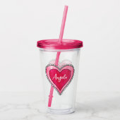 Douanenaam Hart Valentijnsdag Acryl Drinkbeker (Achterkant)