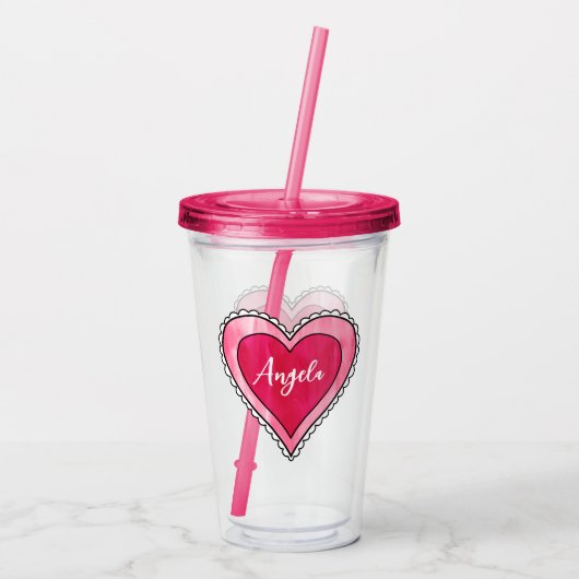 Douanenaam Hart Valentijnsdag Acryl Drinkbeker (Achterkant)