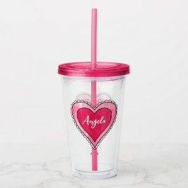 Douanenaam Hart Valentijnsdag Acryl Drinkbeker