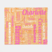 Douanenaam Heet Roze Sinaasappel Herhalend Patroon Fleece Deken (Voorkant (Horizontaal))