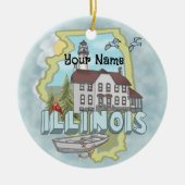 Douanenaam Illinois Lighthouse Keramisch Ornament (Voorkant)