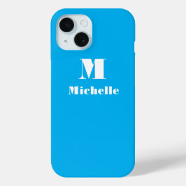 Douanenaam Initiaal Stevige Kleur iPhone 15 Case
