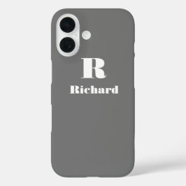 Douanenaam Initiaal Stevige Kleur Grijs iPhone 16 Hoesje