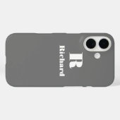 Douanenaam Initiaal Stevige Kleur Grijs Case-Mate iPhone Case (Achterkant (horizontaal))