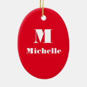 Douanenaam Initiaal Stevige Kleur Keramisch Ornament (Achterkant)