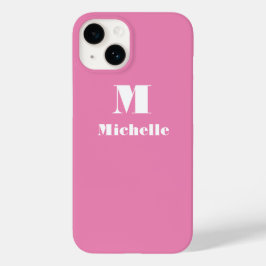 Douanenaam Initiaal Stevige Kleur Roze Case-Mate iPhone 14 Hoesje
