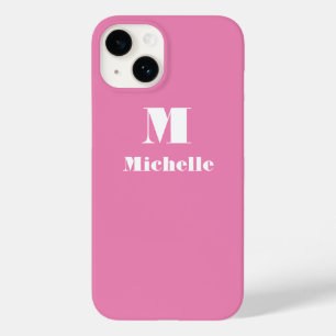 Douanenaam Initiaal Stevige Kleur Roze Case-Mate iPhone 14 Hoesje