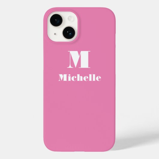 Douanenaam Initiaal Stevige Kleur Roze Case-Mate iPhone Case (Achterkant)