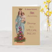 Douanenaam & Jaar 51ste Ordinatie Jubileum Kaart (Gele Bloem)