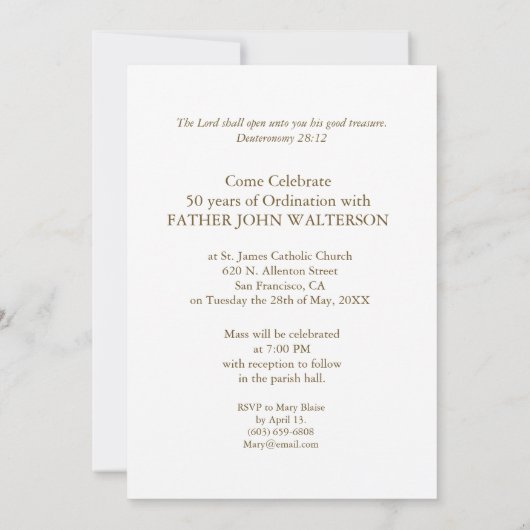 Douanenaam & Jaar, 65e, Jubileum van Ordinatio Kaart (Achterkant)