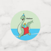 Douanenaam, Jongen, Verjaardag Dinosaurus Confetti (Kleine voorkant)