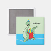 Douanenaam, Jongen, Verjaardag Dinosaurus Magneet (Voorkant / Achterkant)